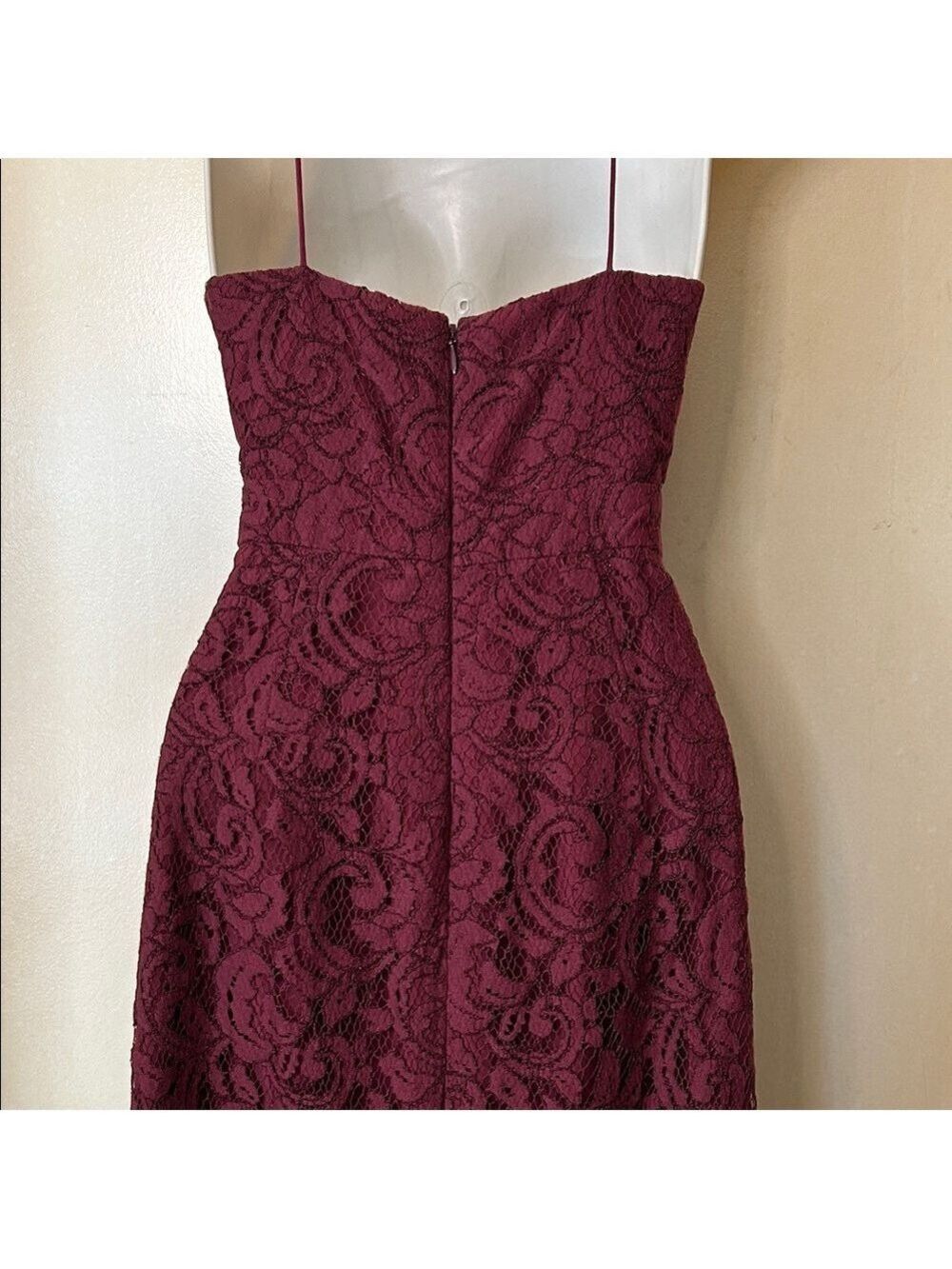 J. Crew Burgundy Lace Halter Midi Dress size 0 - Picture 8 of 12